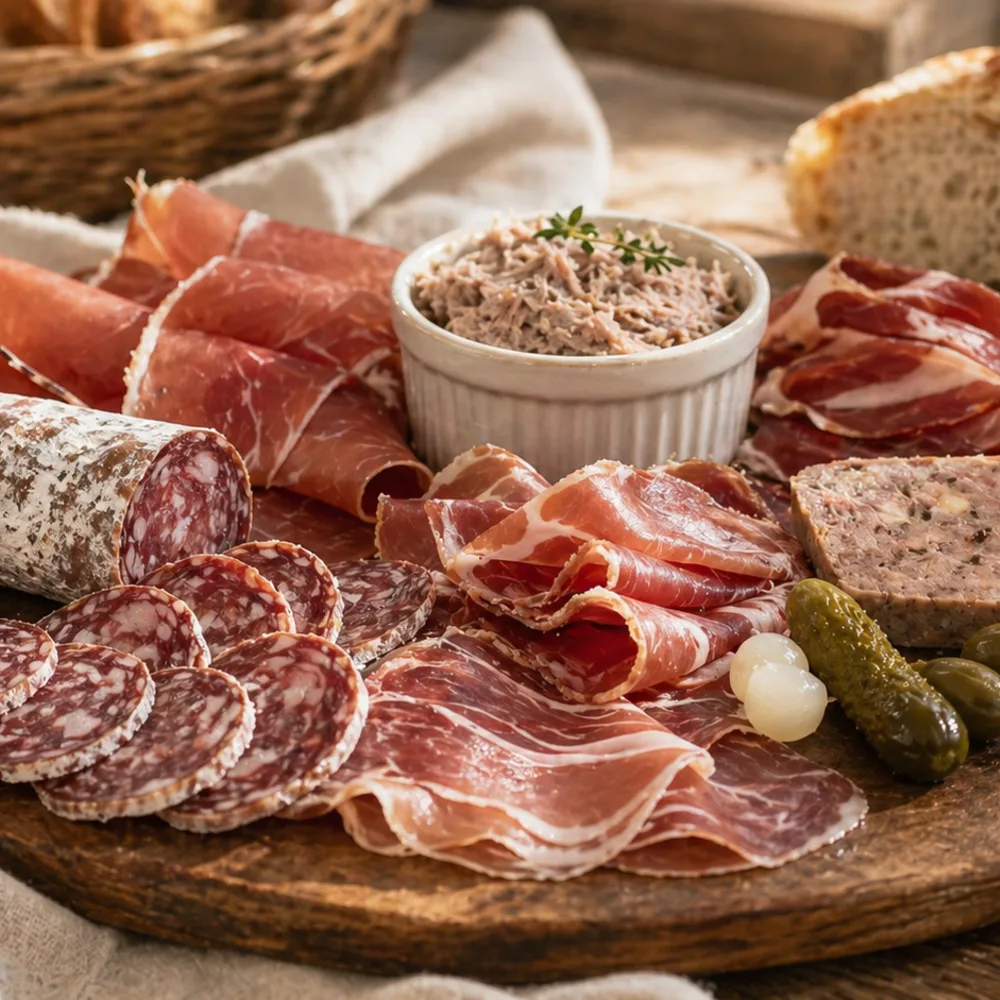 Détail gourmand de Charcuteries françaises traditionnelles