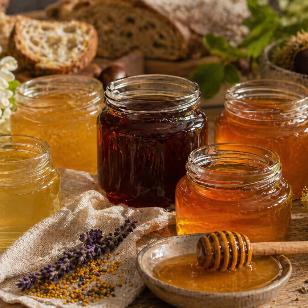 Détail gourmand de Miels français régionaux