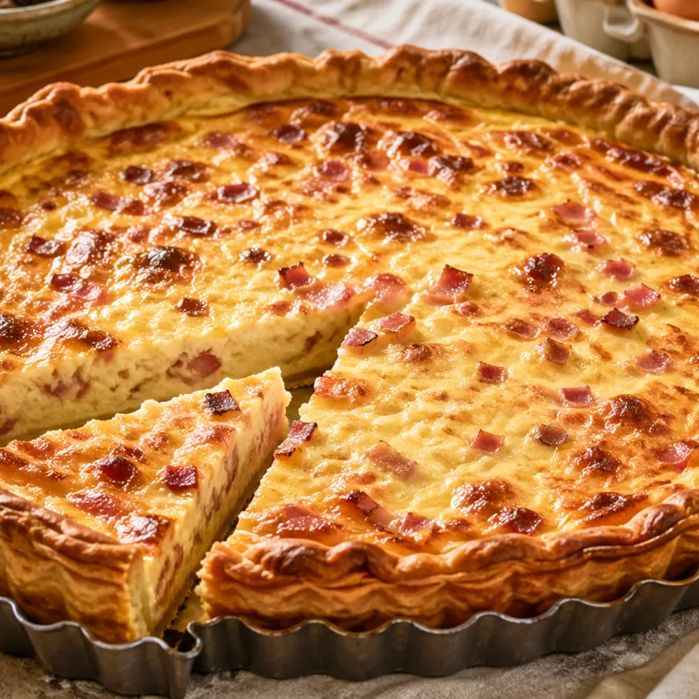 Détail gourmand de Quiche lorraine authentique