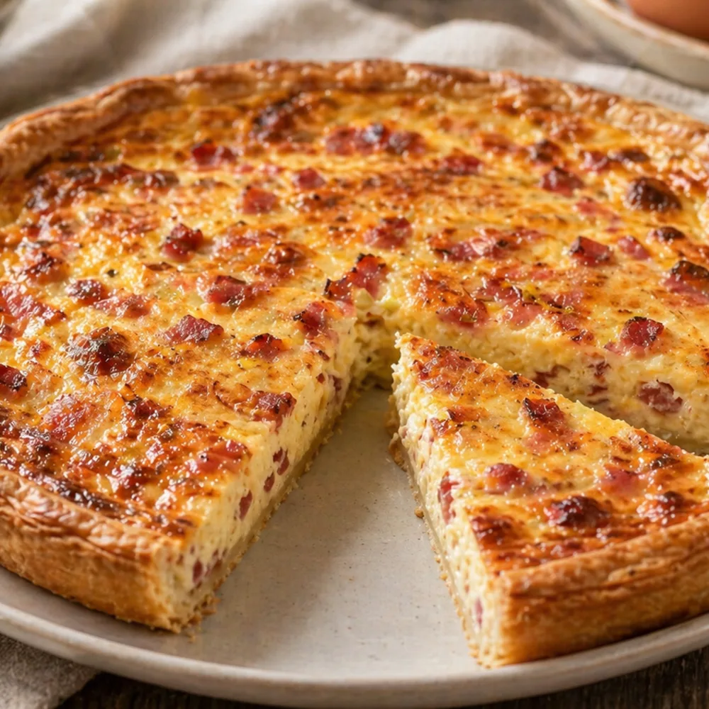 Détail de Quiche lorraine authentique Détail gourmand de Quiche lorraine authentique