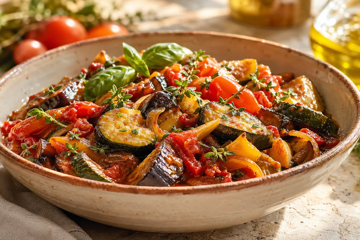 Ratatouille provençale maison en préparation Préparation de Ratatouille provençale maison avec produits français